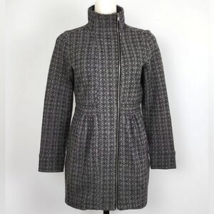 Telluride Women's Charcoal Black Wool Blend Knit Tailored Zip Up Jacket Size M